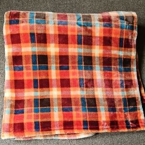 Plaid Cozy Throw Blanket - Orange, Red, Blue